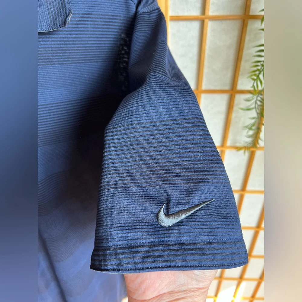 Nike Dri-Fit Polo Shirt Mens 3XL Tall (3XLT) Navy Striped Athletic Golf Casual